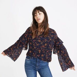 Madewell Climbing Vine Ruffle Sleeve Blouse